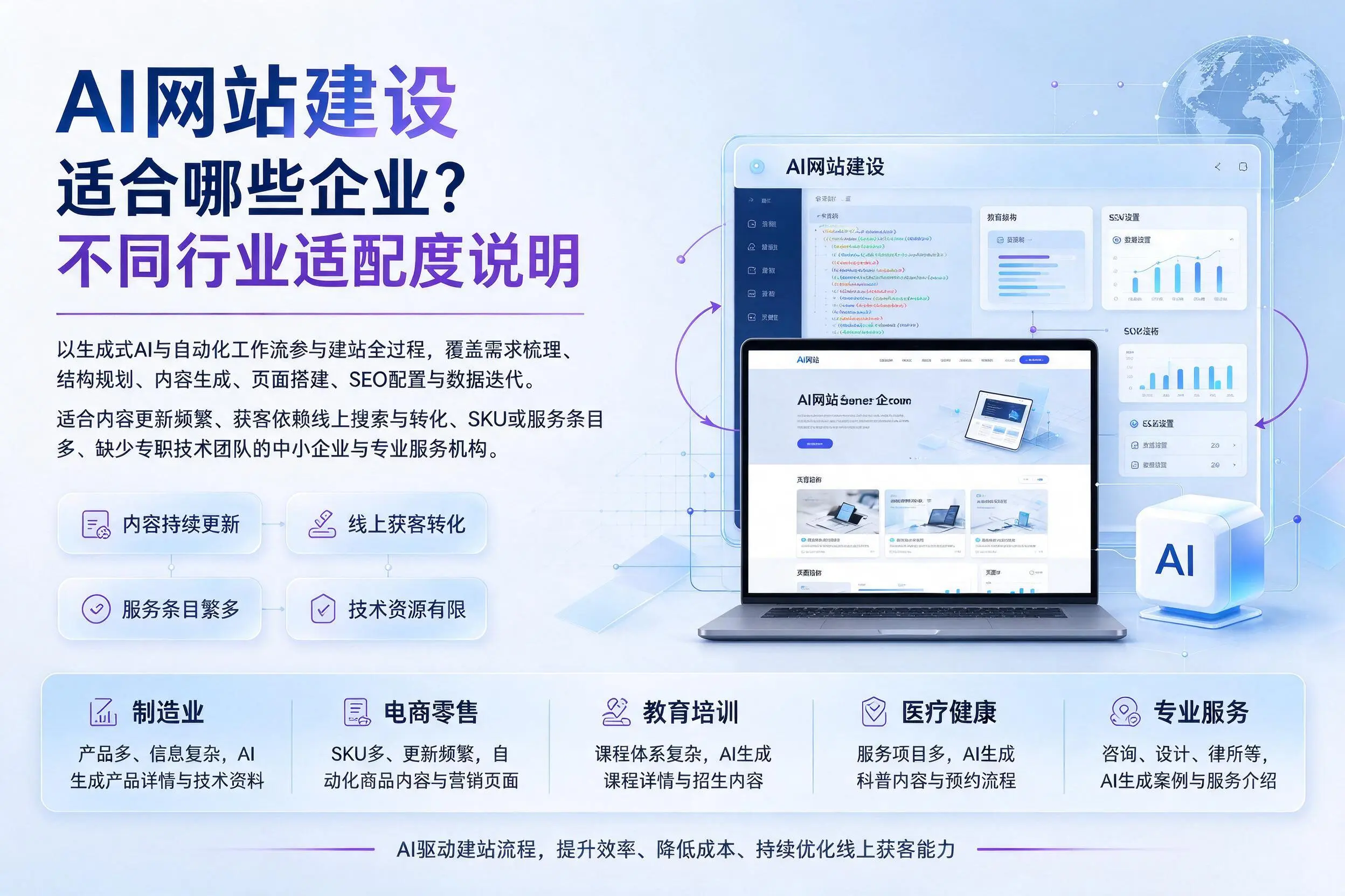 AI网站建设适合哪些企业?徐州不同行业适配度说明
